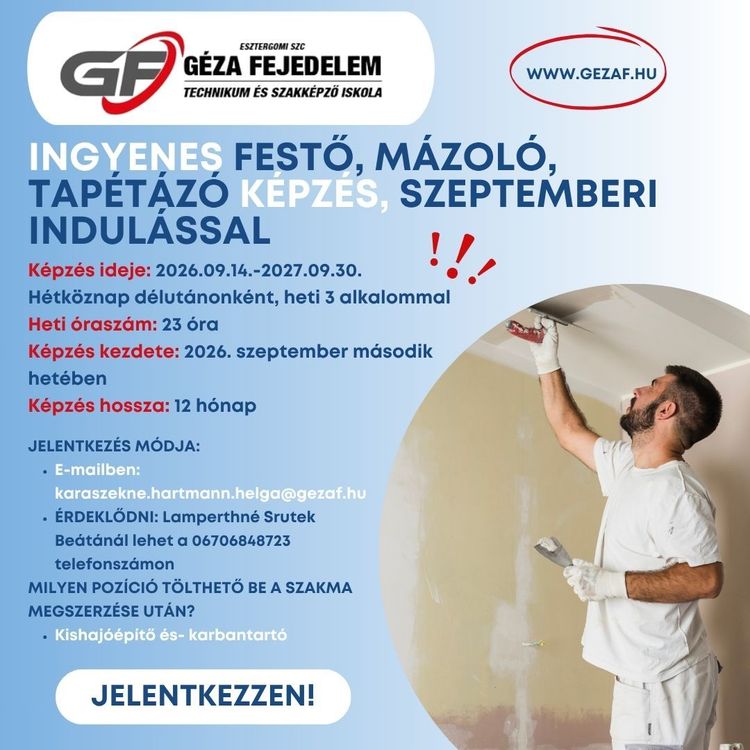Festő, mázoló, tapétázó felnőttképzés