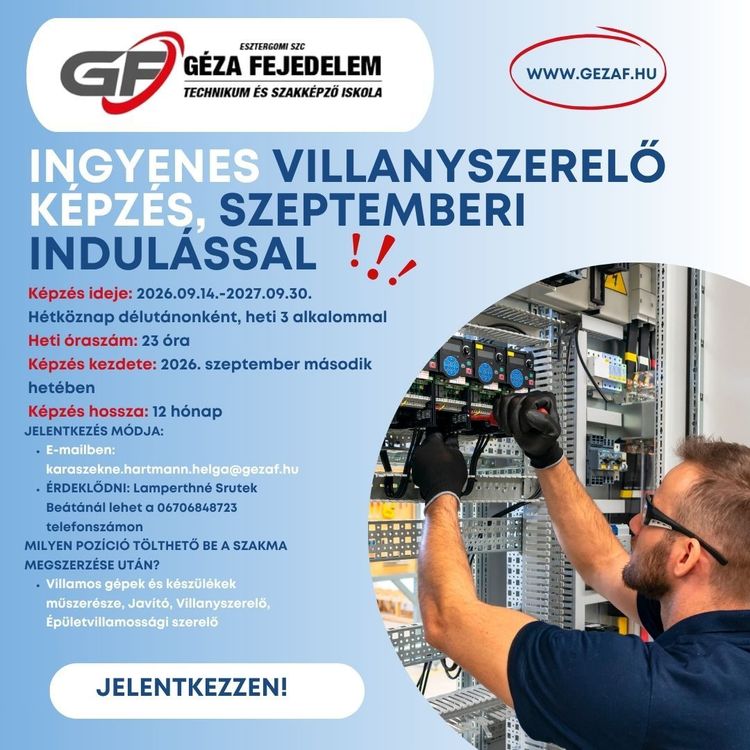 Villanyszerelő felnőttképzés